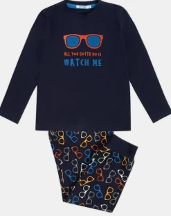 Enfant Admas Garçon^Pyjama Haut manches longues & Pantalon Akio bleu marine
