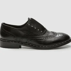Richelieus en Cuir Eloane noires-Cosmoparis Outlet