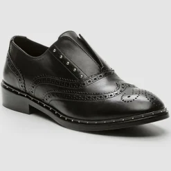 Richelieus en Cuir Eloane noires-Cosmoparis Outlet