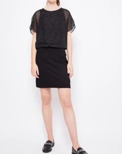 Robe 2 en 1 Plumetis argenté/noir-Esprit Hot