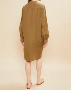 Femme Hartford Robes^Robe 100% Lin Reference verte