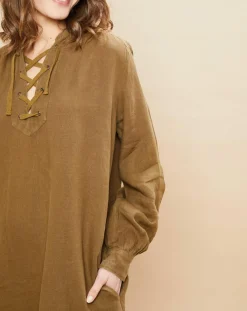 Femme Hartford Robes^Robe 100% Lin Reference verte