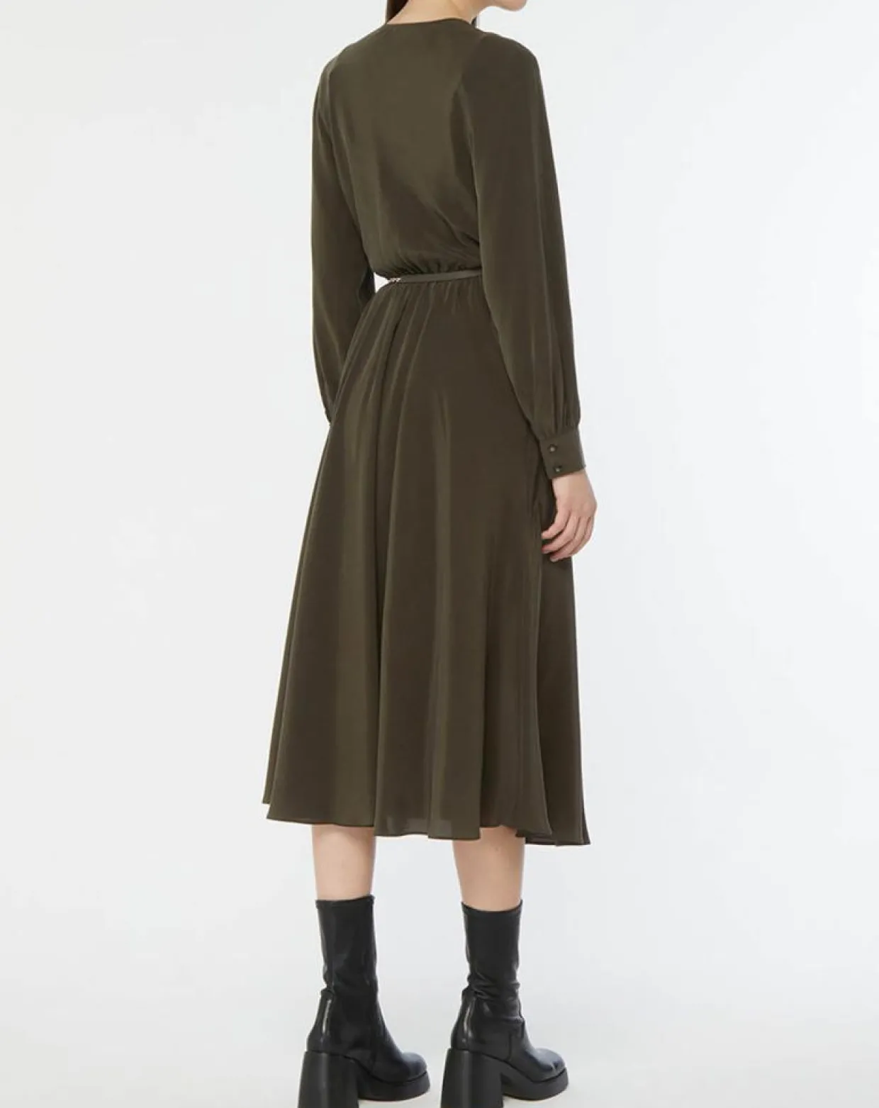 Robe 100% Soie Epsilon kaki-MaxMara Online