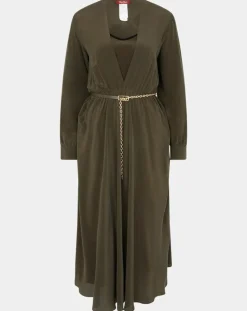 Robe 100% Soie Epsilon kaki-MaxMara Online