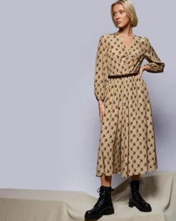 Femme MaxMara Studio Robes^Robe 100% Soie Oxalis beige moyen