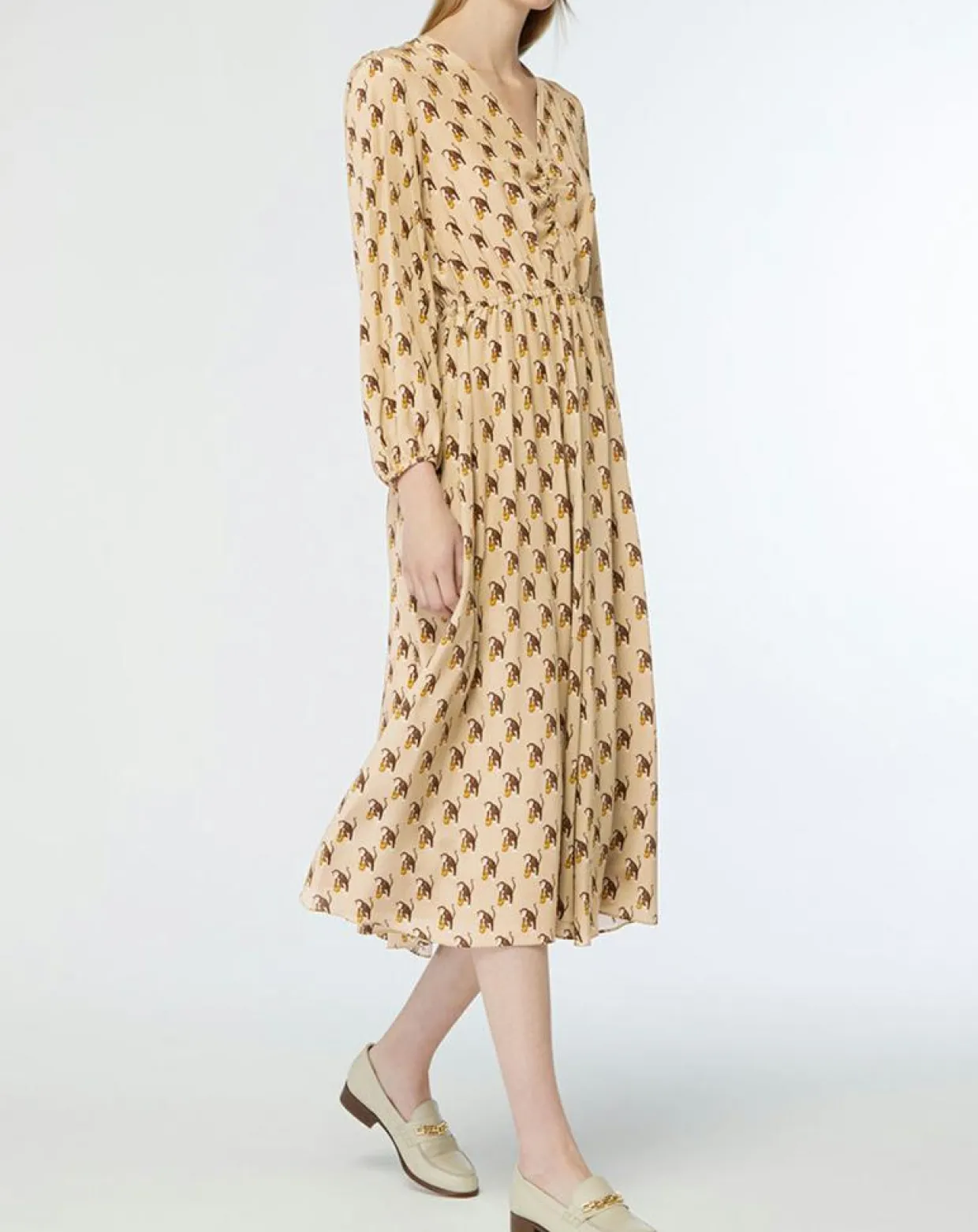 Femme MaxMara Studio Robes^Robe 100% Soie Oxalis beige moyen