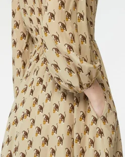 Femme MaxMara Studio Robes^Robe 100% Soie Oxalis beige moyen
