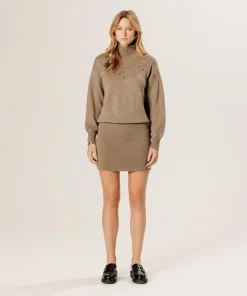 Robe Aliette ajourée 100% laine beige-Rodier Online