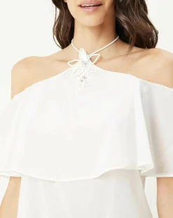 Robe Avant-Garden blanche-La Perla Outlet