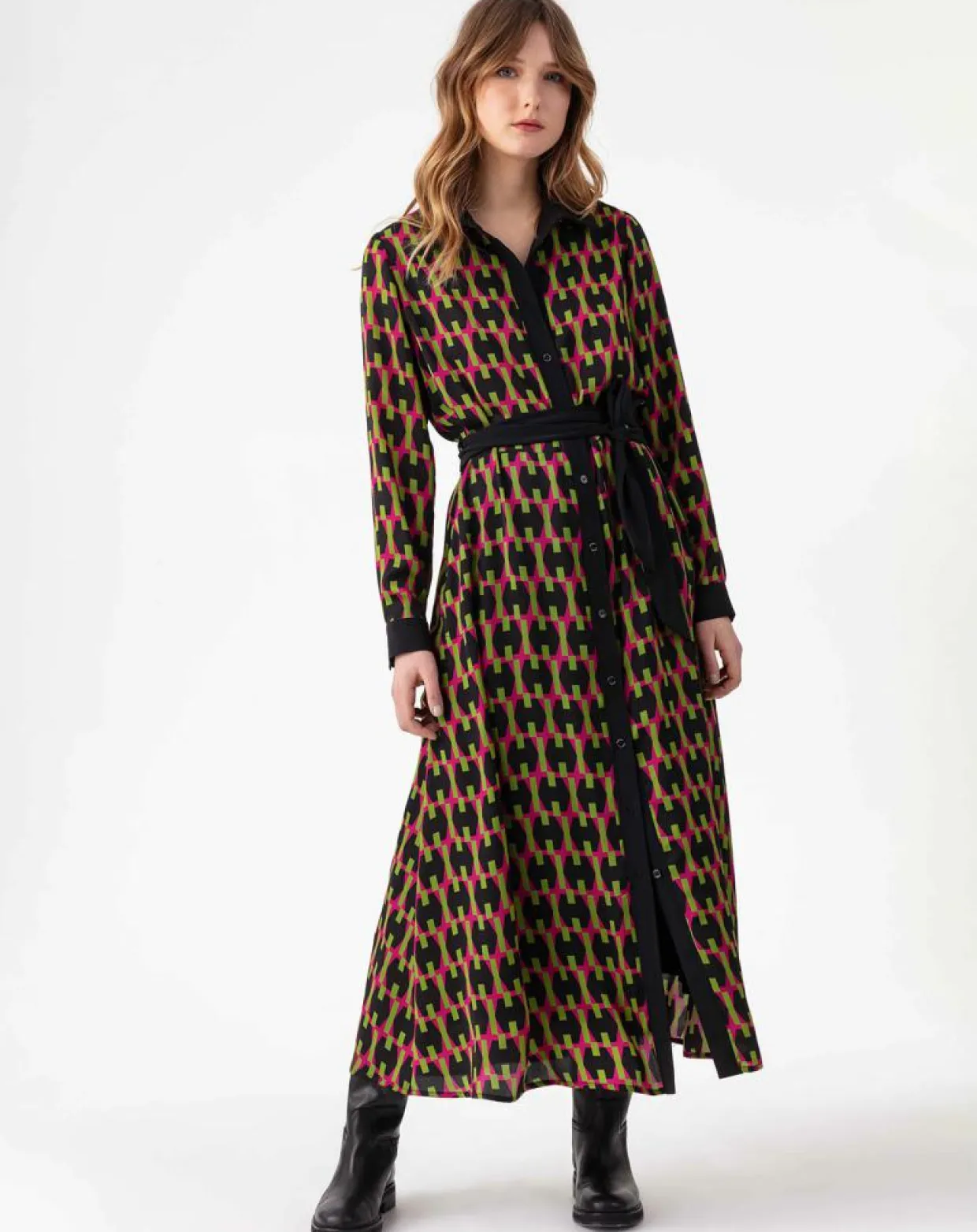 Robe avec Ceinture Emrata geometric-Indies Sale