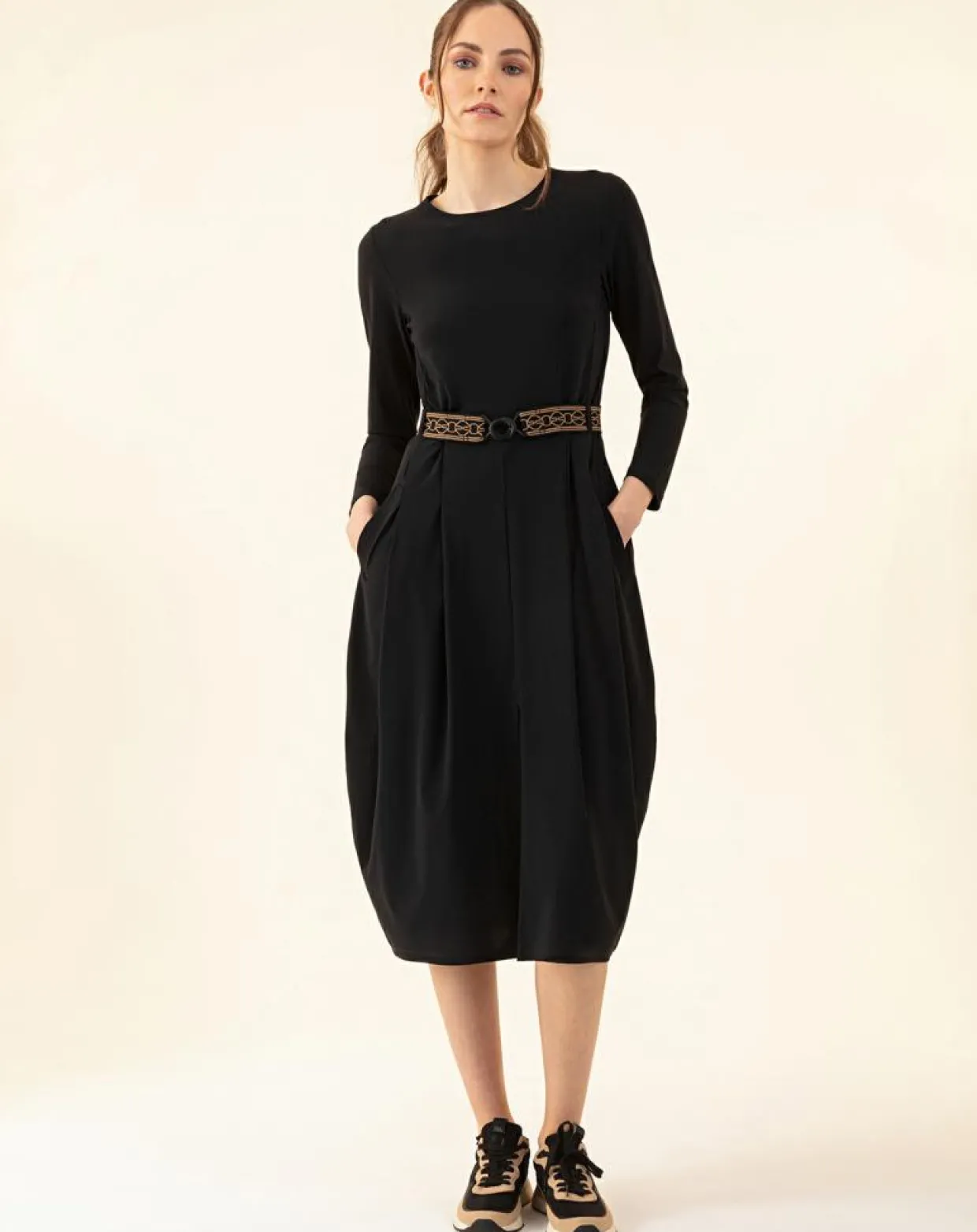 Robe avec Ceinture Ondine noire-Indies New