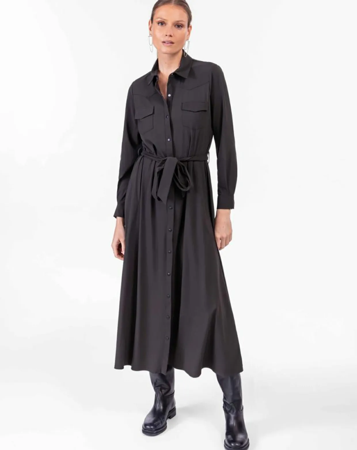 Robe avec Ceinture Oscar noire-Indies Discount