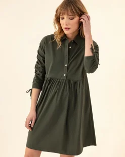 Robe Billy kaki rayure dorée-Indies New