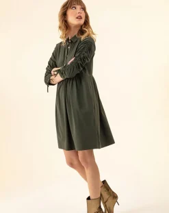Robe Billy kaki rayure dorée-Indies New