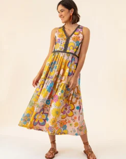 Femme Bleu Blanc Rouge Robes^Robe Capucine bouquet/pois