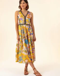 Femme Bleu Blanc Rouge Robes^Robe Capucine bouquet/pois