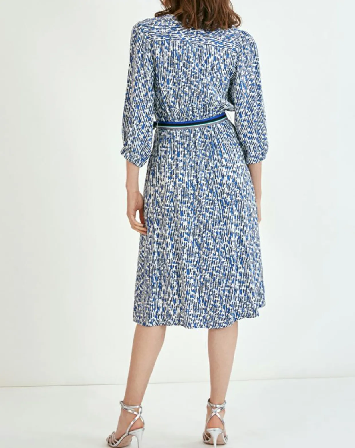 Robe Carmela imprimée bleu roi-Suncoo Outlet