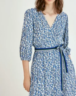 Robe Carmela imprimée bleu roi-Suncoo Outlet