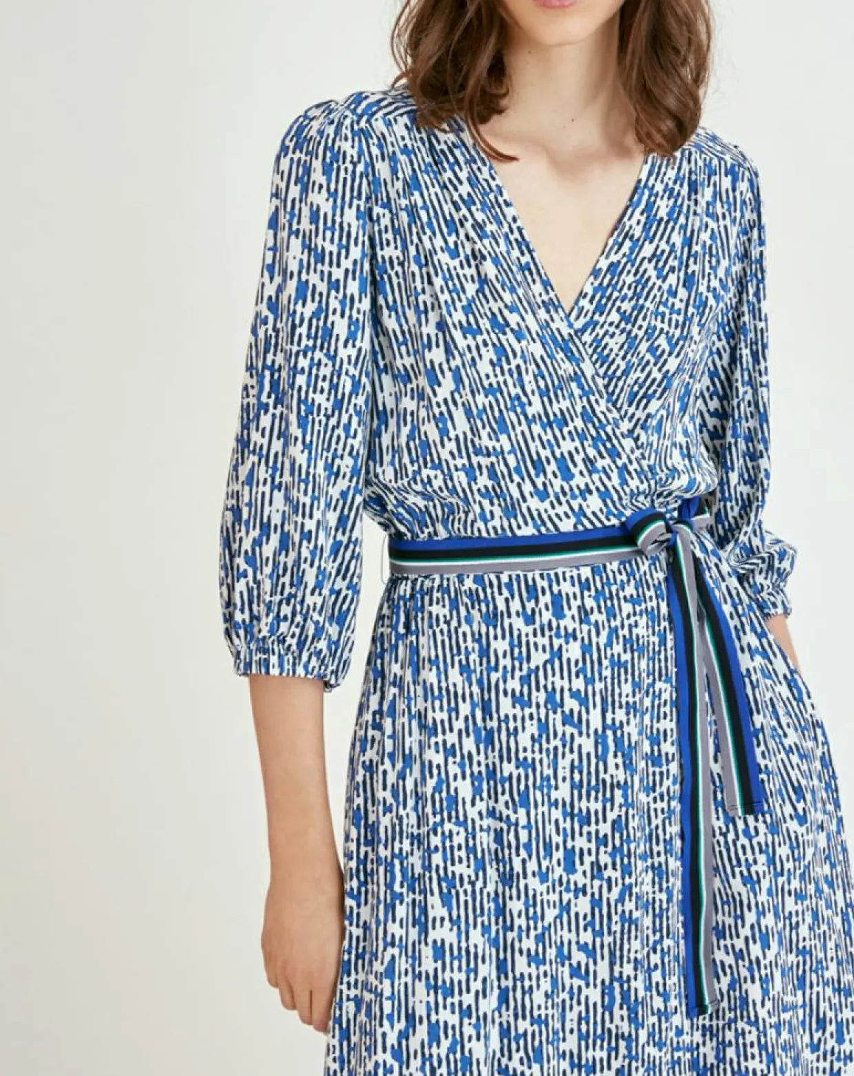 Robe Carmela imprimée bleu roi-Suncoo Outlet