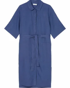 Femme Marc O'Polo Robes^Robe Chemise 100% Lin Mid bleu moyen