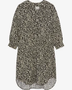 Robe Chemise ceinturé à fleurs noir/écru-Marc O'Polo New