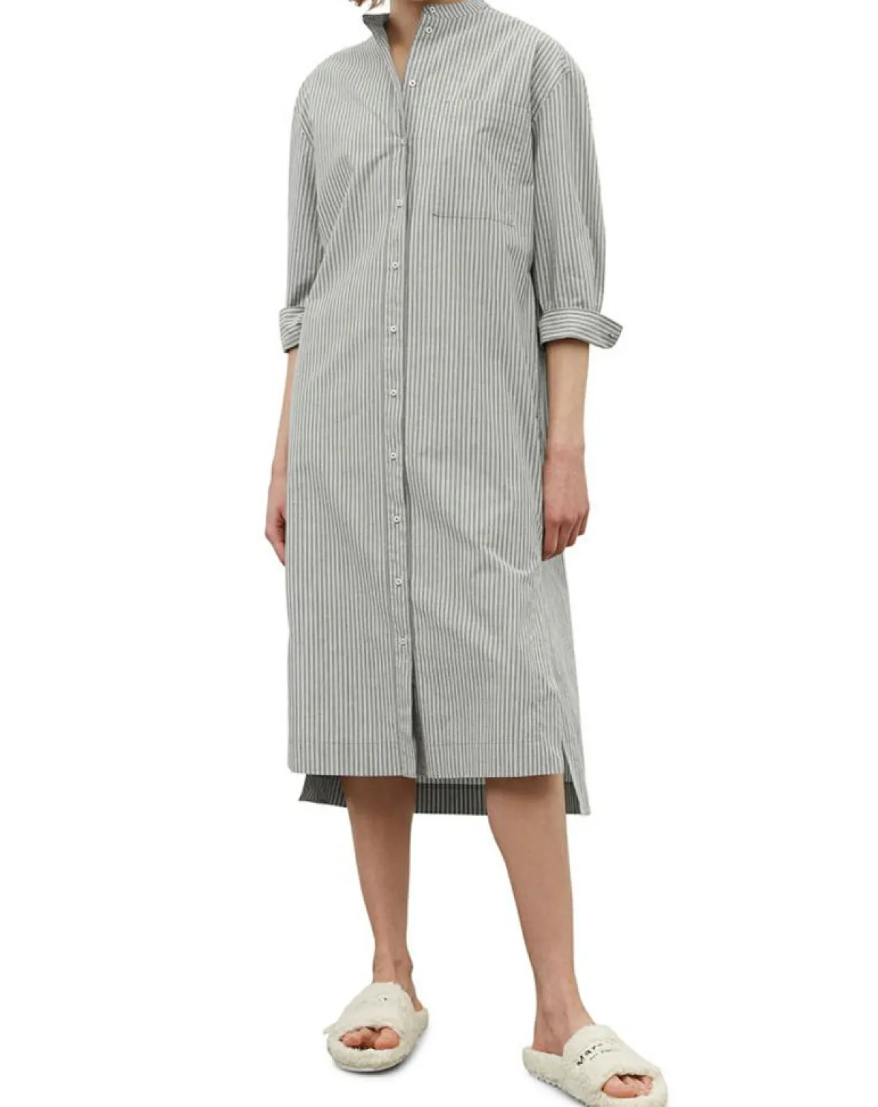 Femme Marc O'Polo Robes^Robe Chemise Col Mao Rayée Kl gris/blanc