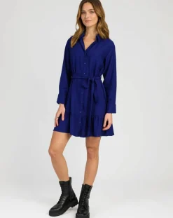 Robe chemise courte Mira bleu électrique-An'ge Sale