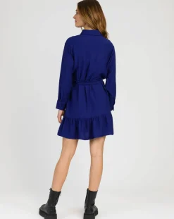 Robe chemise courte Mira bleu électrique-An'ge Sale