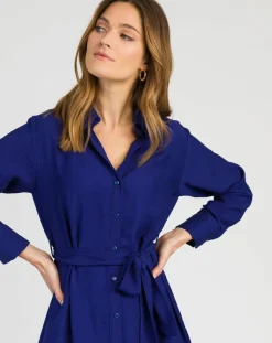 Robe chemise courte Mira bleu électrique-An'ge Sale