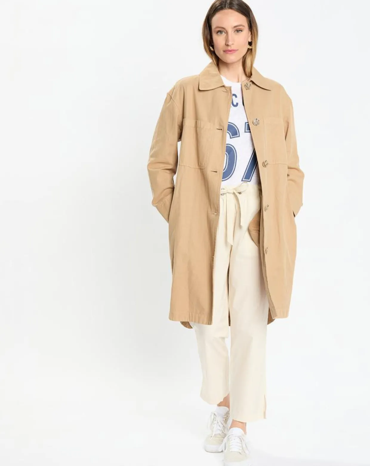 Femme Marc O'Polo Robes^Robe Chemise en Coton & Lin Ceinture beige