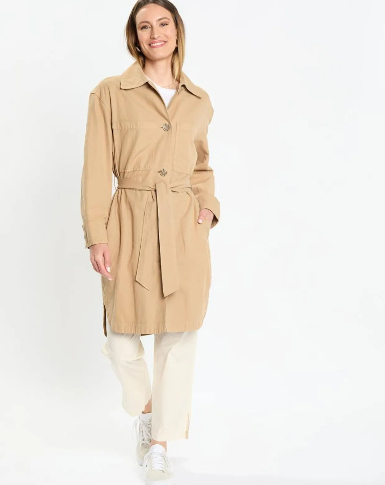 Femme Marc O'Polo Robes^Robe Chemise en Coton & Lin Ceinture beige