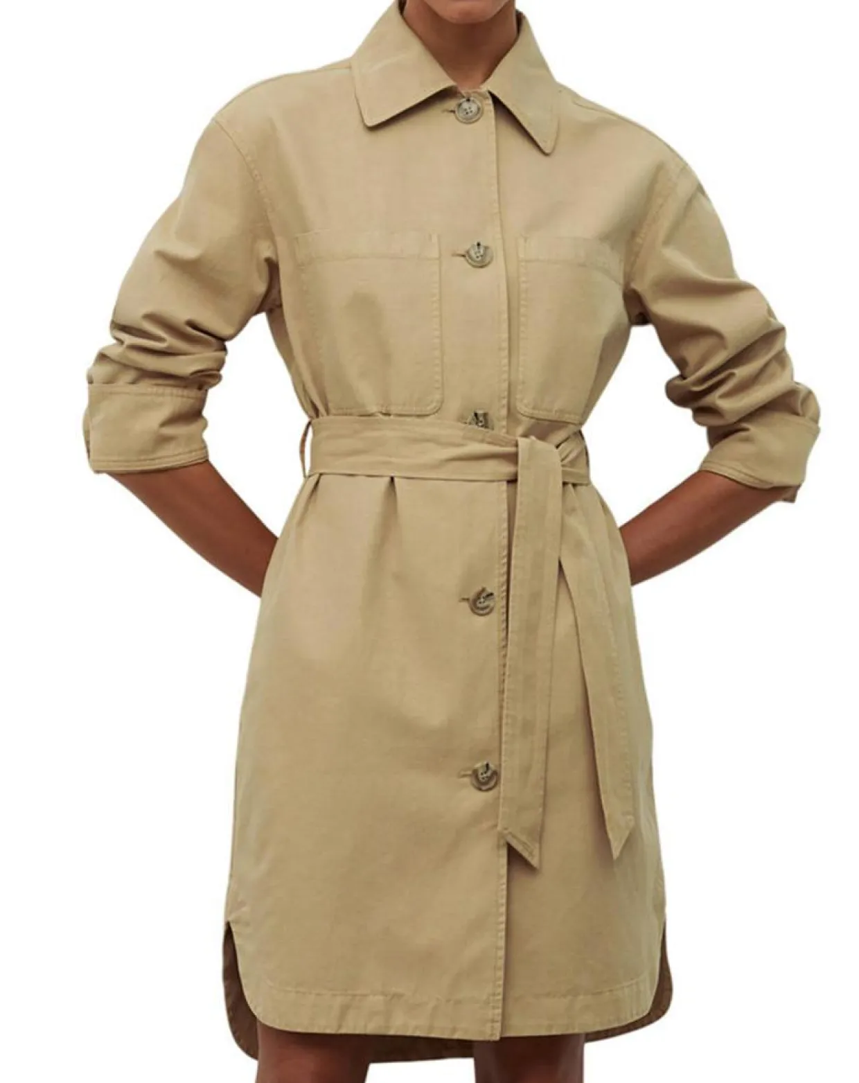 Femme Marc O'Polo Robes^Robe Chemise en Coton & Lin Ceinture beige