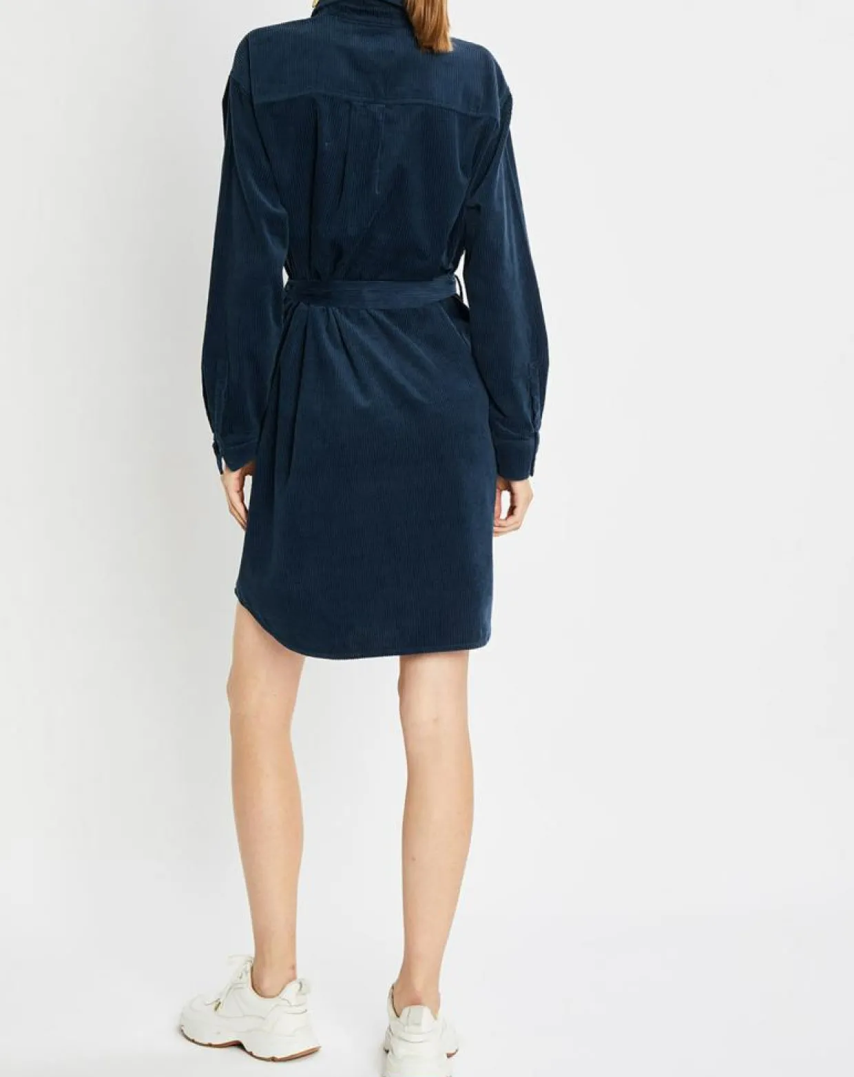 Femme Marc O'Polo Robes^Robe Chemise en Velours côtelé ceinturé bleu marine