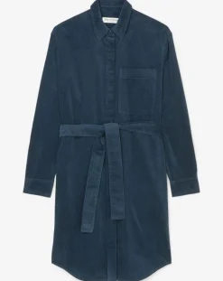 Femme Marc O'Polo Robes^Robe Chemise en Velours côtelé ceinturé bleu marine