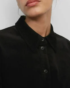 Robe Chemise en Velours lisse noire-Marc O'Polo Hot