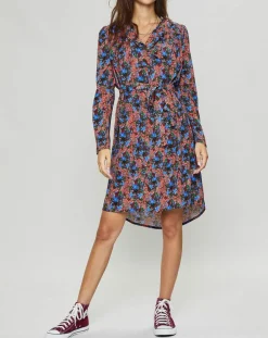 Robe Cidjie imprimée bleu/marron-Suncoo Online