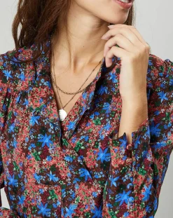 Robe Cidjie imprimée bleu/marron-Suncoo Online
