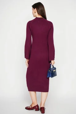 Robe col montant bordeaux-C&Jo Sale