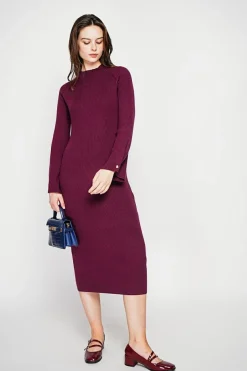 Robe col montant bordeaux-C&Jo Sale