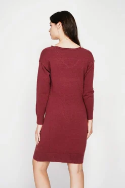 Robe col perle bordeaux-C&Jo Outlet