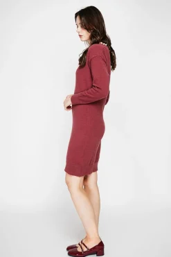 Robe col perle bordeaux-C&Jo Outlet