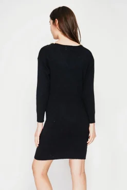 Robe col perle noir-C&Jo Outlet