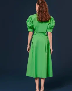 Femme Tara Jarmon Robes^Robe Coton Biologique en popeline verte