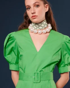 Femme Tara Jarmon Robes^Robe Coton Biologique en popeline verte