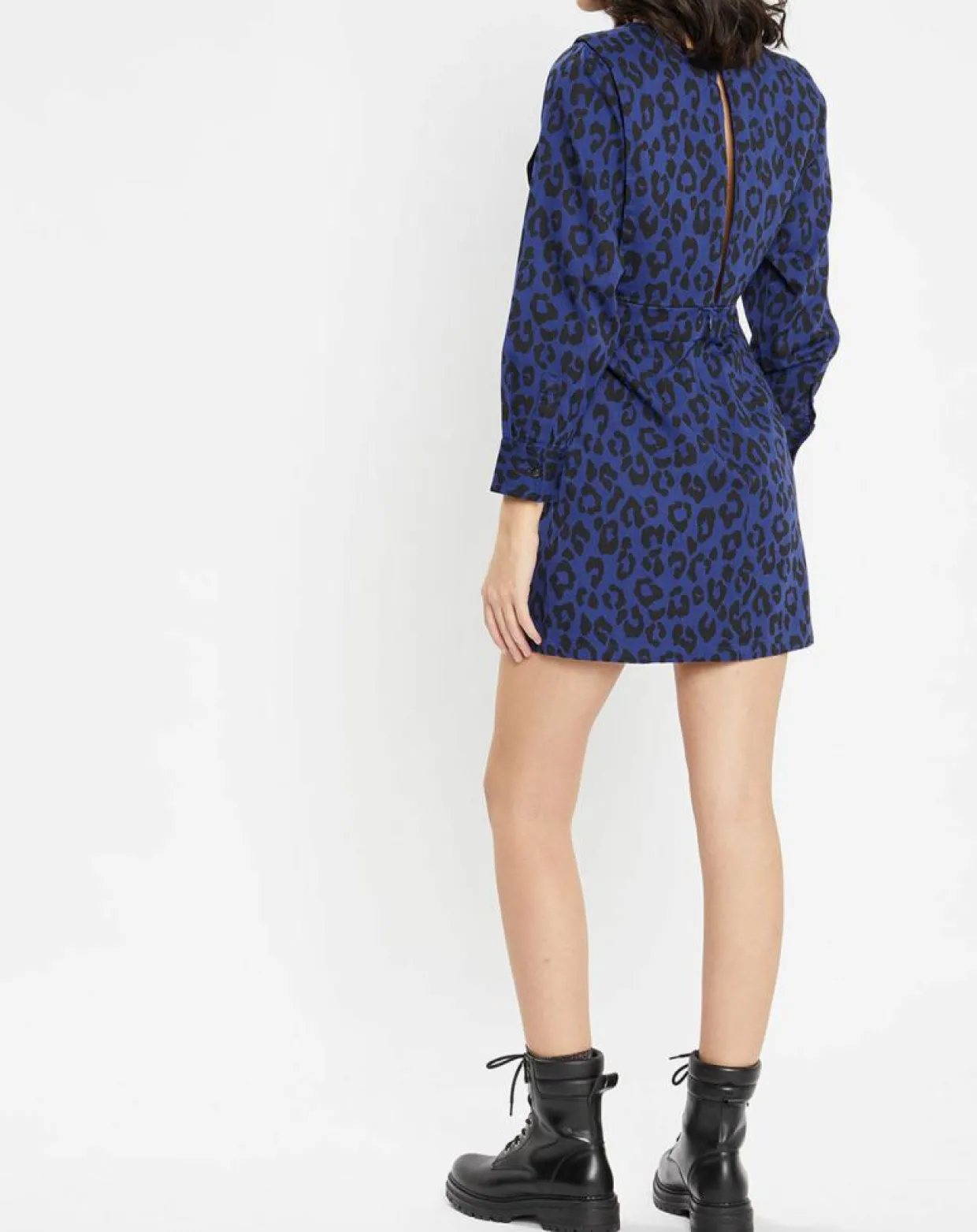 Femme Galeries Lafayette Robes^Robe court en Coton bio Clara imprimé léopard bleu/noir
