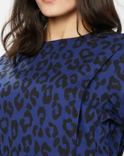 Femme Galeries Lafayette Robes^Robe court en Coton bio Clara imprimé léopard bleu/noir