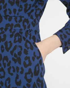 Femme Galeries Lafayette Robes^Robe court en Coton bio Clara imprimé léopard bleu/noir