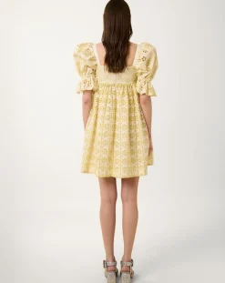 Robe courte Broderie blanc/jaune-Manoush Online