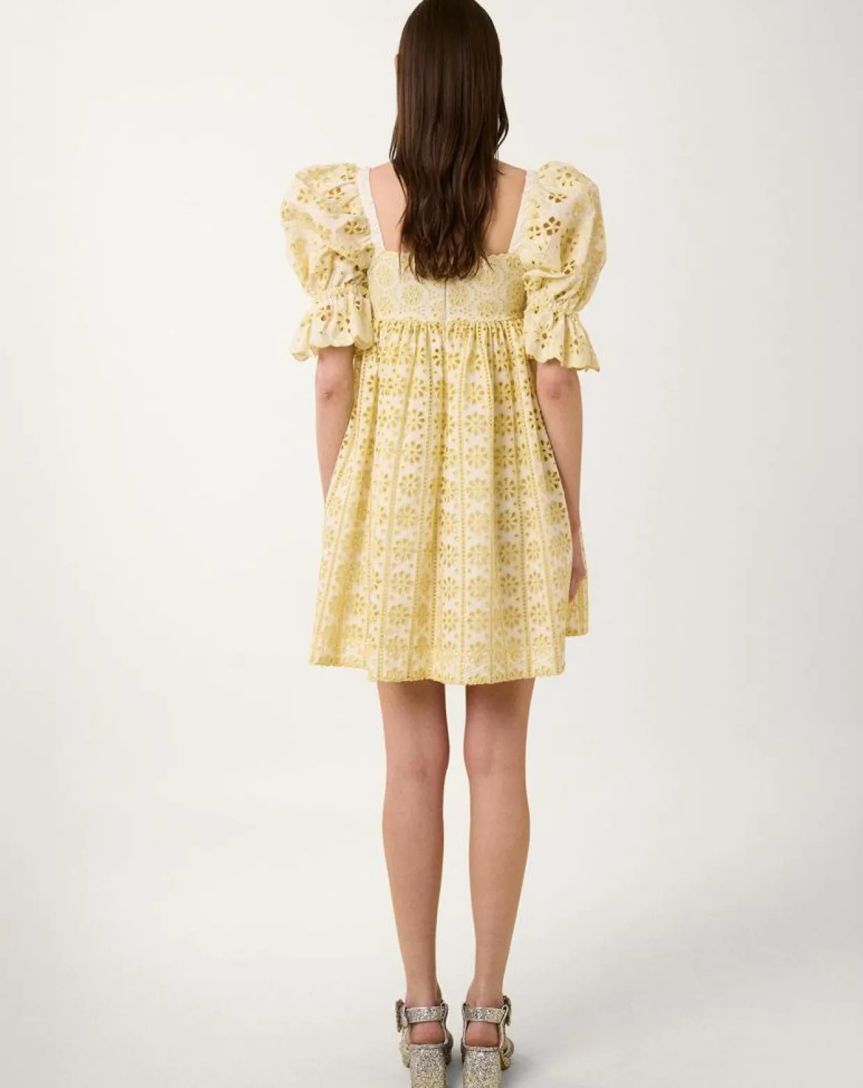 Robe courte Broderie blanc/jaune-Manoush Online