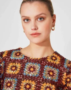 Femme Manoush Robes^Robe courte Crochet Paillette chocolat
